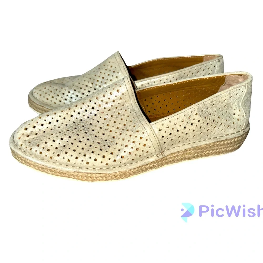 Trask Metallic Bone Leather Espadrilles